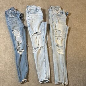 Stylish Distressed Blue and Light Blue Women Jeans